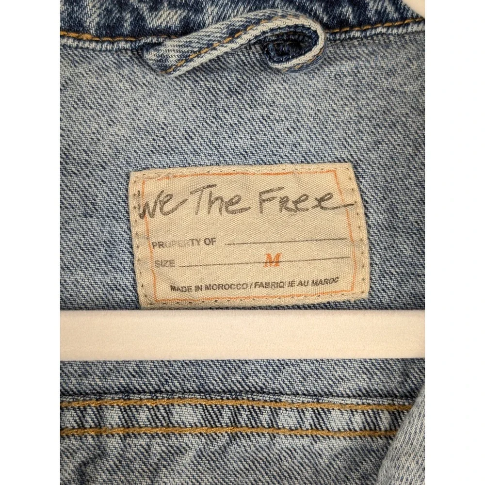 Free People Womens Acid Wash Trucker Jacket Size M Boho Indie Western Distressed - Picture 5 of 10
